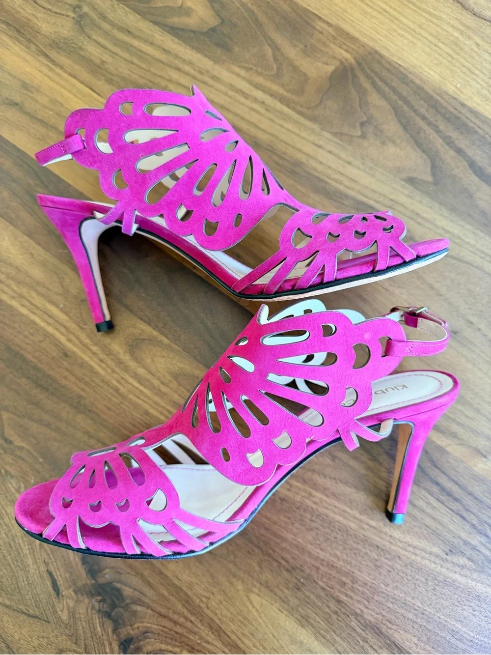 Women's Klub Nico Fuchsia Cutout Suede heels - size 38/US 9